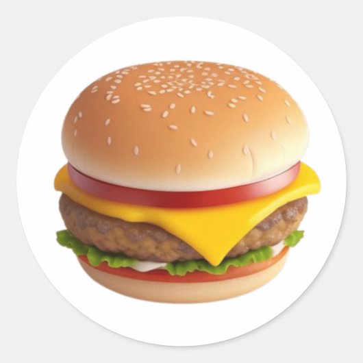 Sticker Rond Illustration du chéeseburger mignon (Devant)