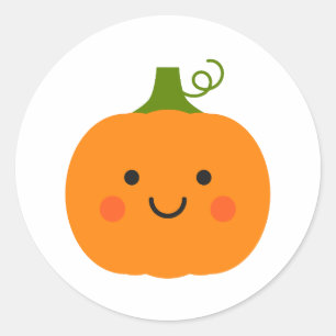 Sticker Rond Illustration du citrouille souriant mignon
