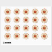 Sticker Rond Illustration du coeur du Boho (Feuille)