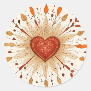 Sticker Rond Illustration du coeur du Boho