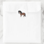 Sticker Rond Illustration du dessin animé Brown Shetland Pony C (Sac)