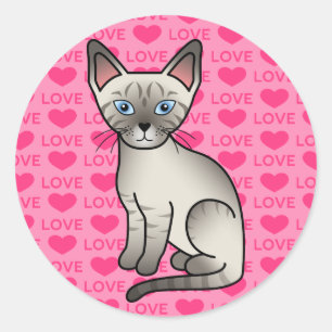 Sticker Rond Illustration du dessin animé de Lynx Point Siamese