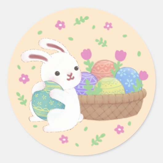 Sticker Rond Illustration du lapin de Pâques mignon (Devant)