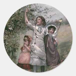 Sticker Rond Illustration du livre Vintage Golden Days