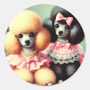 Sticker Rond Illustration du mignon caniche