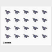 Sticker Rond Illustration du papillon bleu (Feuille)