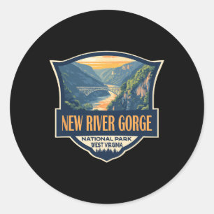 Sticker Rond Illustration du parc national de New River Gorge r