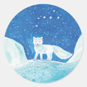 Sticker Rond Illustration du Petit Renard arctique (Vulpes lago
