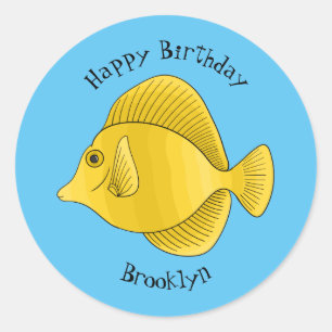 Sticker Rond Illustration du poisson-tang jaune