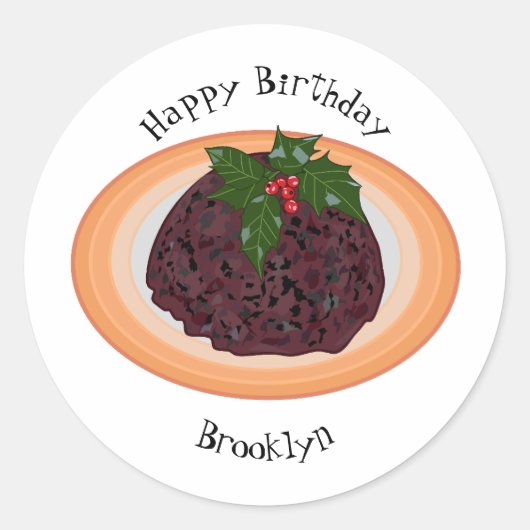 Sticker Rond Illustration du pudding de Noël (Devant)