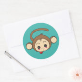 Sticker Rond Illustration du singe de Cute Kawaii (Enveloppe)