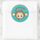 Sticker Rond Illustration du singe de Cute Kawaii (Sac)
