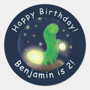 Sticker Rond Illustration du ver vert mou