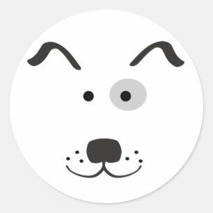 Sticker Rond Illustration du visage du chien de dessin