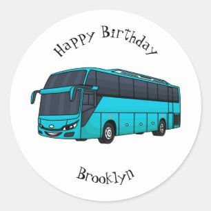 Sticker Rond Illustration d'un autobus à passagers moderne