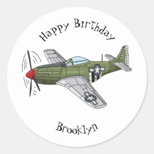 Sticker Rond Illustration d'un avion militaire