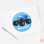 Sticker Rond Illustration d'un camion monstre bleu mou (Enveloppe)