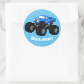 Sticker Rond Illustration d'un camion monstre bleu mou (Sac)
