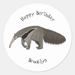 Sticker Rond Illustration d'un dessin animé d'Anteater