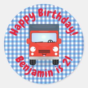 Sticker Rond Illustration d'un joli camion rouge