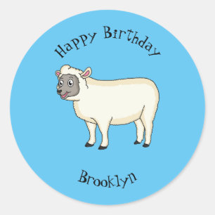 Sticker Rond Illustration d'un mouton joyeux