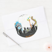 Sticker Rond Illustration d'un paysage urbain grungy (Enveloppe)