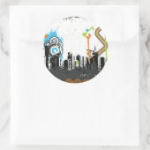 Sticker Rond Illustration d'un paysage urbain grungy (Sac)