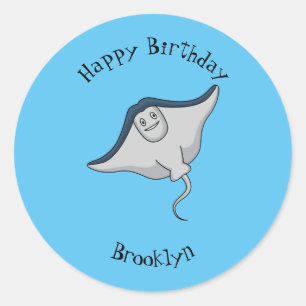 Sticker Rond Illustration d'une caricature de poisson stingray