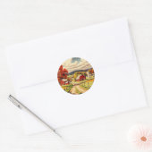 Sticker Rond Illustration d'une ferme d'automne (Enveloppe)