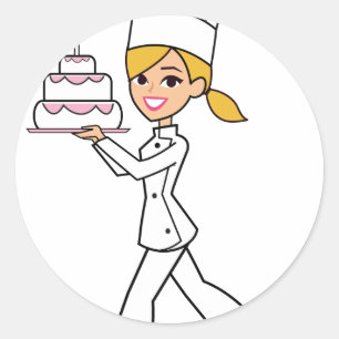 Sticker Rond Illustration d'une fille chef unique