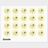 Sticker Rond Illustration d'une libellule bleu et rose (Feuille)