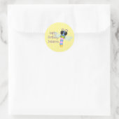 Sticker Rond Illustration d'une libellule bleu et rose (Sac)