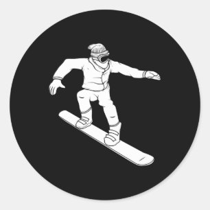 Sticker Rond Illustration Dynamique Du Snowboard Pour Les Sport