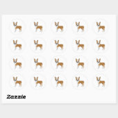 Sticker Rond Illustration Fawn Et White Boston Terrier Dog (Feuille)