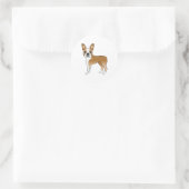 Sticker Rond Illustration Fawn Et White Boston Terrier Dog (Sac)