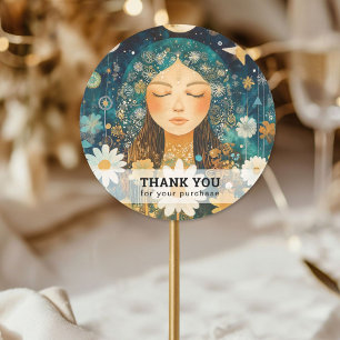 Sticker Rond Illustration femme énergie Heiler Reiki Spirituell