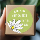 Sticker Rond Illustration florale Daisy tendance - chaux et jau