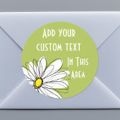 Sticker Rond Illustration florale Daisy tendance - chaux et jau