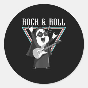 Sticker Rond Illustration graphique amusante de Rock & Roll