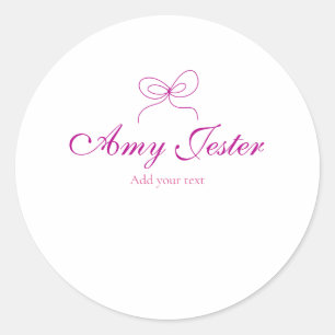 Sticker Rond illustration gribouillis monogramme nom ruban mage