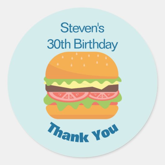 Sticker Rond Illustration Hamburger Anniversaire Merci (Devant)