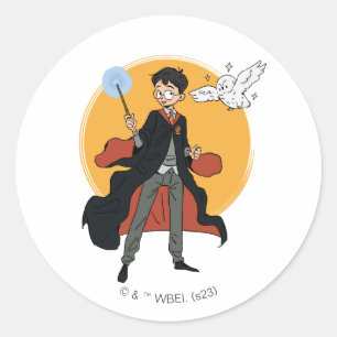 Sticker Rond Illustration HARRY POTTER™ et Hedwig