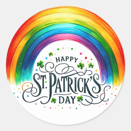 Sticker Rond Illustration Jour de la Saint Patrick Rainbow Sham (Devant)