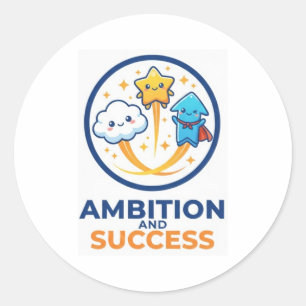Sticker Rond Illustration mignonne de l'ambition et du succès d
