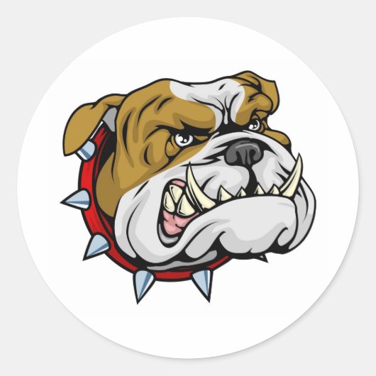 Sticker Rond Illustration moyenne de mascotte de bulldog (Devant)