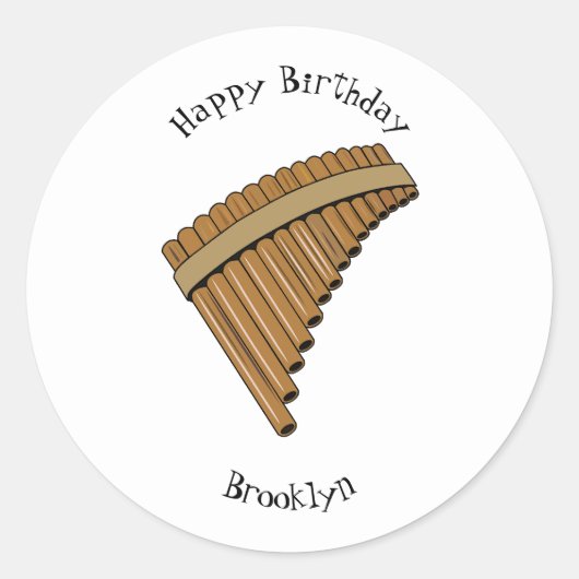 Sticker Rond Illustration Pan flûte / panpipes (Devant)