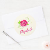 Sticker Rond Illustration personnalisée de rose rose (Enveloppe)