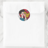 Sticker Rond Illustration romantique d'un couple amoureux (Sac)