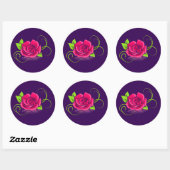Sticker Rond Illustration rose (Feuille)