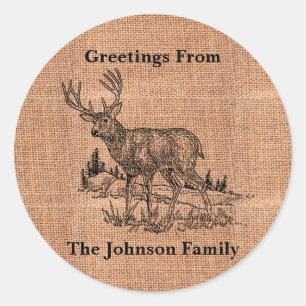 Sticker Rond Illustration rustique personnalisée de toile de